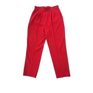 St. John Collection Santana Knit Marie Gray Red Crop Pants Pleated Pocket Size 6